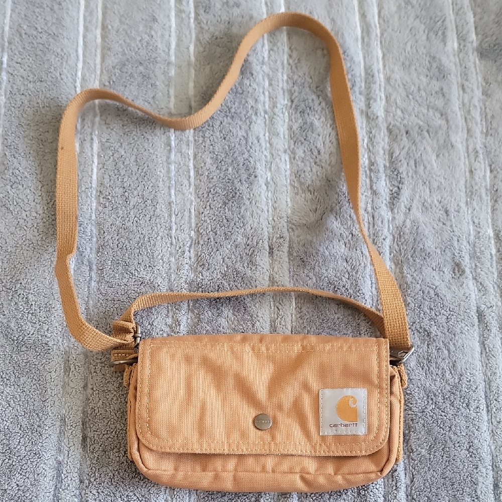 Carhartt Small Tan Canvas Crossbody Bag with Logo Patch